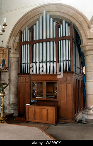 The organ in St. Peter`s Church, Empingham, Rutland, England, UK Stock Photo